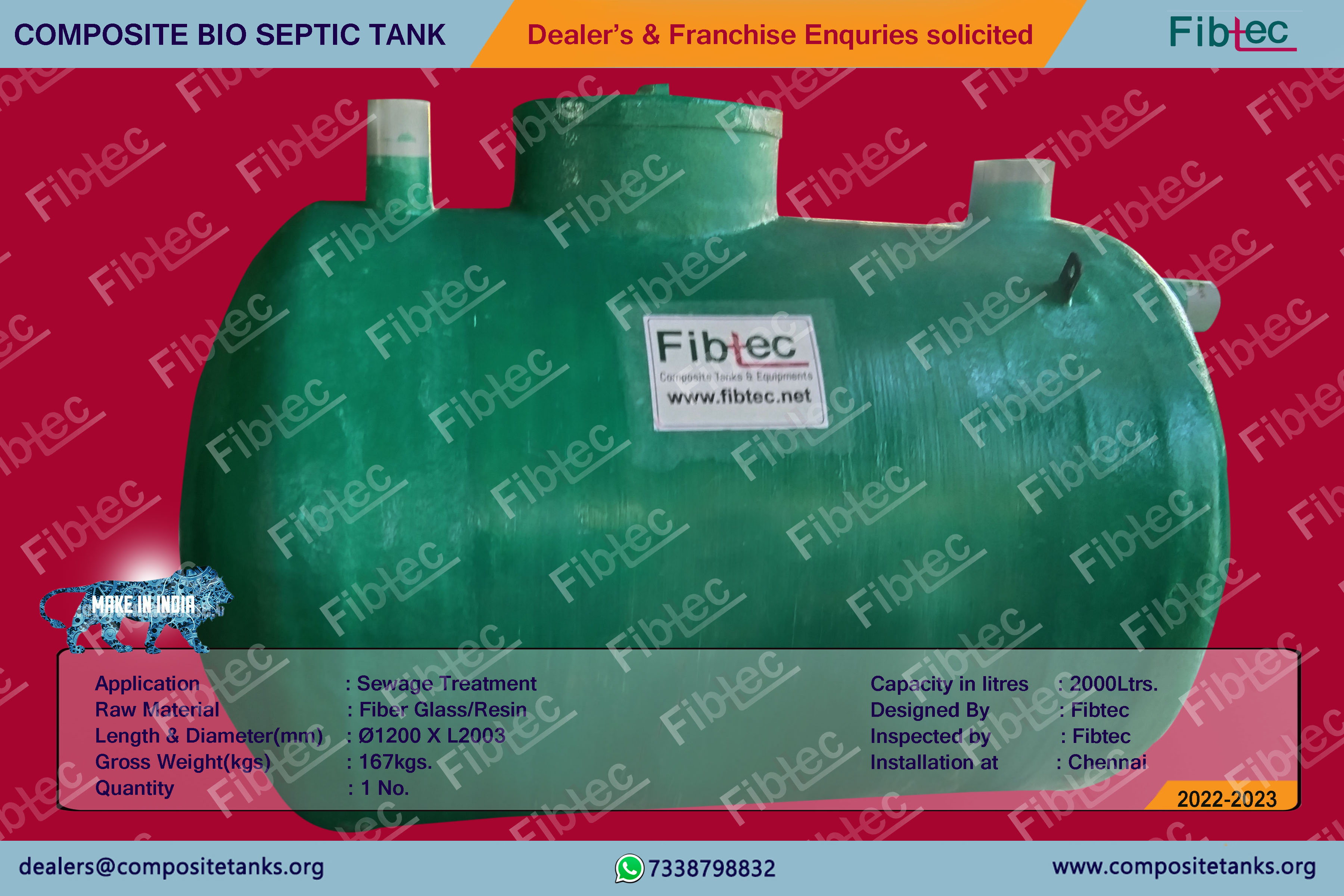 FRP Horizontal Cylindrical Tank (FRP Tank)